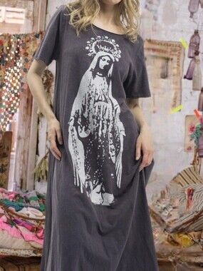 Magnolia Style boho peasant Distressed Long Maxi Bohemia Hippie Cotton Dress M